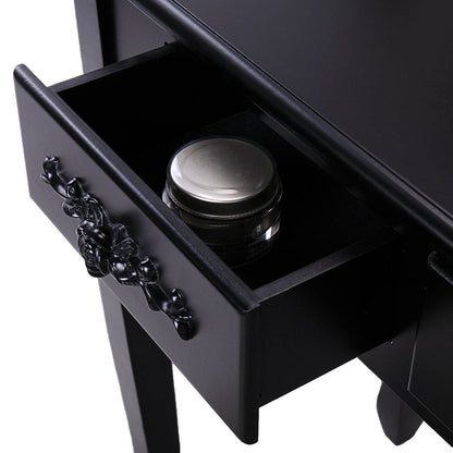 Dressing table with mirror and chair, Rome – available in multiple colors (Black)
